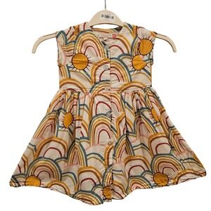 Pink Chicken New York Rainbow Sun Dress Size 4Y Girls Sleeveless Button Front